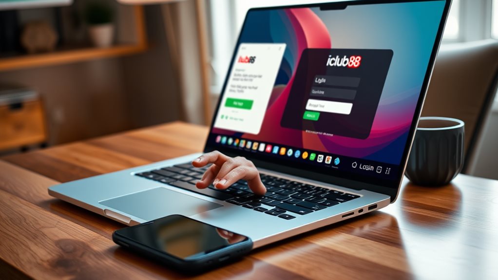 iclub88 login interface features